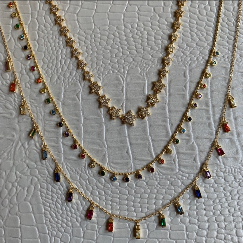 Baguette rainbow necklace 16 in